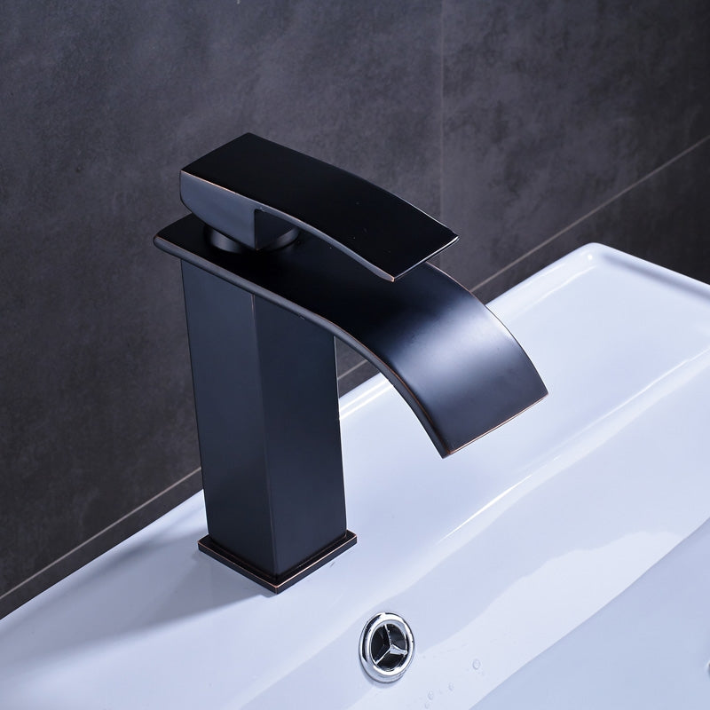 Widespread Black Bronze Single Handle Contemporary Deck Mounted Bathroom Sink Faucet
