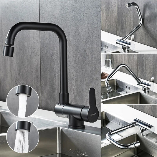Juno Commercials Deck Mount Black  Pull Out Kitchen Faucets in Two Way Mixer Spray Modes