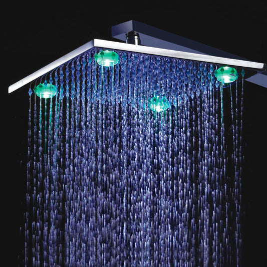 8, 10, 12, 16 Chrome Finish Solid Brass Square LED Shower Head