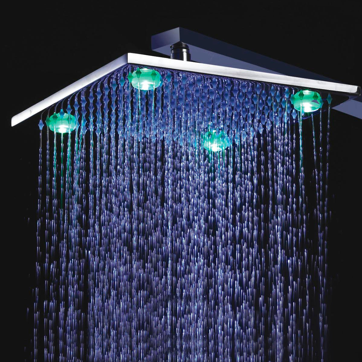 10 Chrome Finish Brass Body Square LED Shower Head