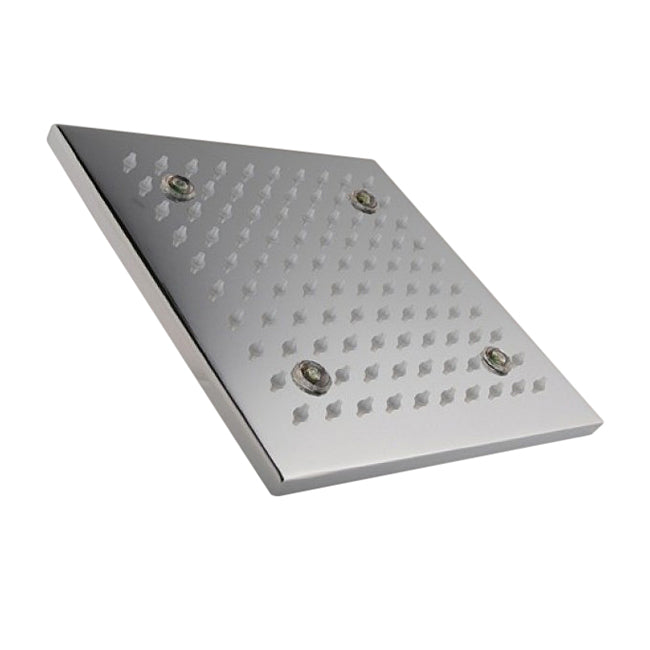 10" Chrome Finish Brass Body Square LED Shower Head