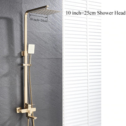 Juno New Rainfall Brushed Gold Square Bathroom Shower Column
