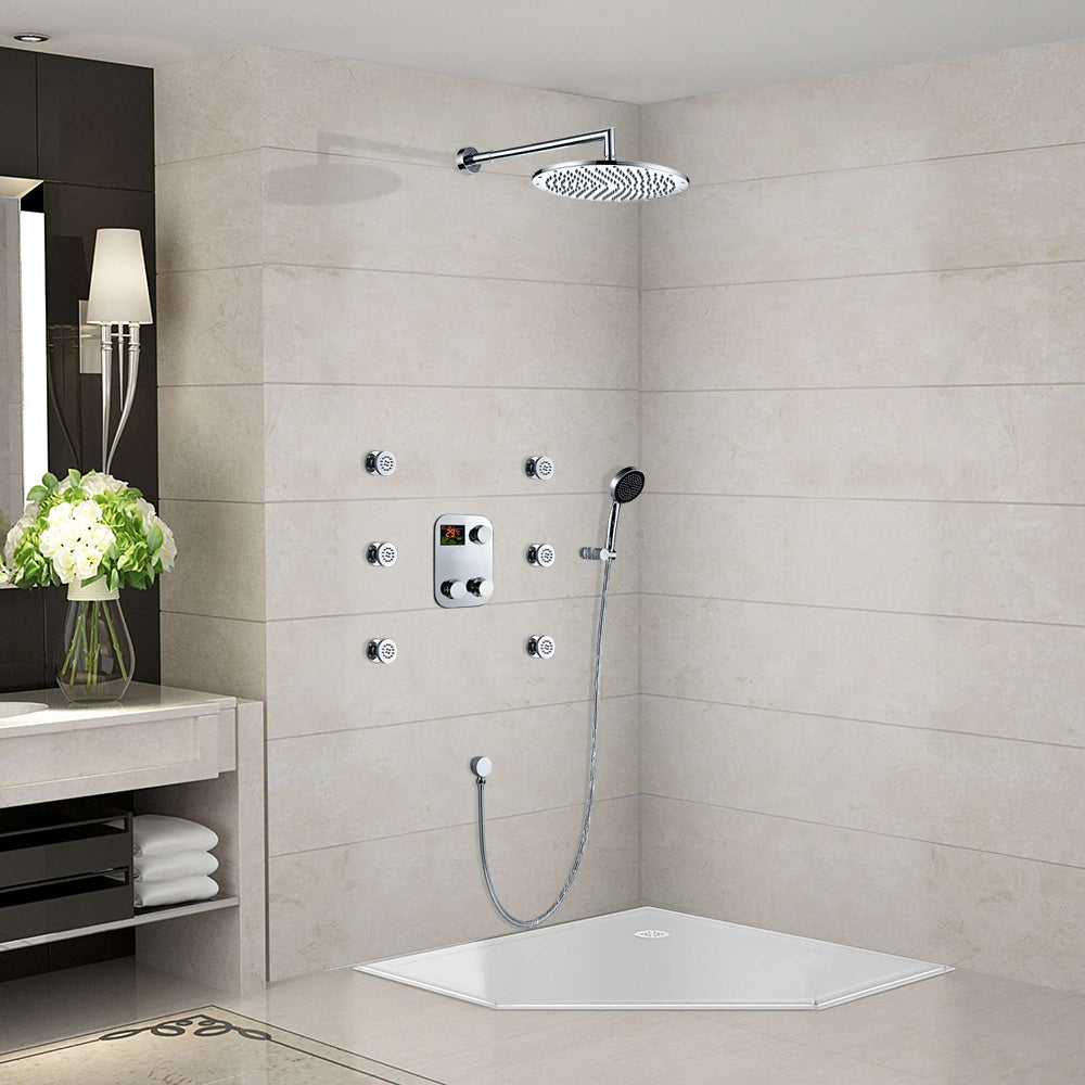 10" Thermostatic Digital Display shower system with hand shower System