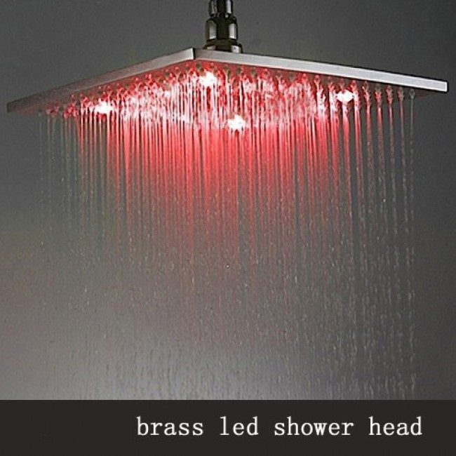 12" LED Shower Head - Brass Chrome square led shower head
