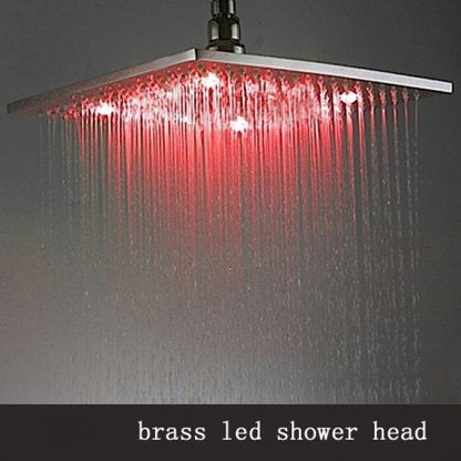 12" LED Shower Head - Brass Chrome square led shower head