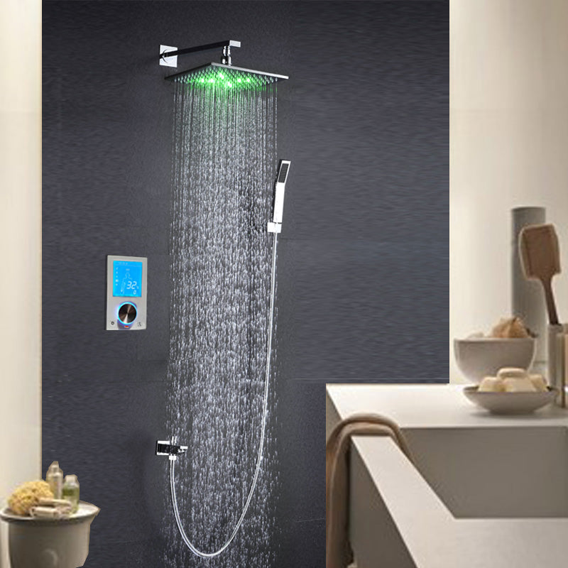 Color Changing LED Shower Head Set With Wall Mount Digital Display Temperature Controller