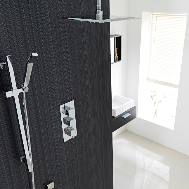 12" Chrome Finish Rain Shower Head with Handheld Shower in Shower Set