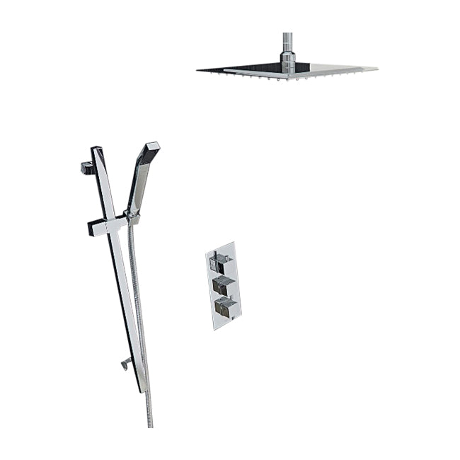 12" Chrome Finish Rain Shower Head with Handheld Shower in Shower Set