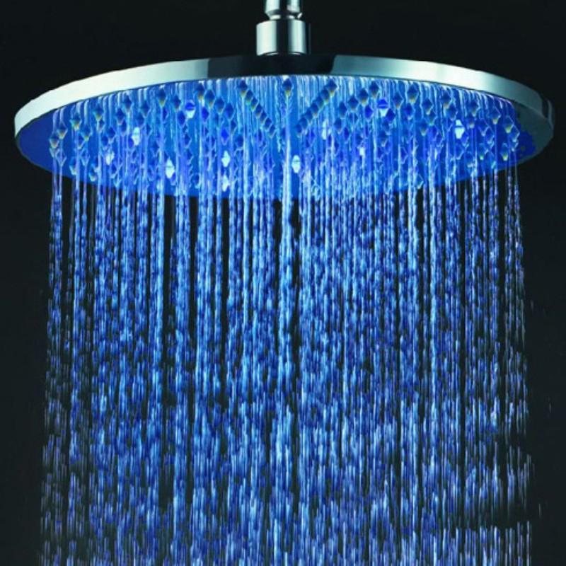 12" Wall Mount Round Copper LED Rain Shower Head