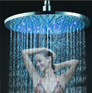 12" Wall Mount Round Copper LED Rain Shower Head