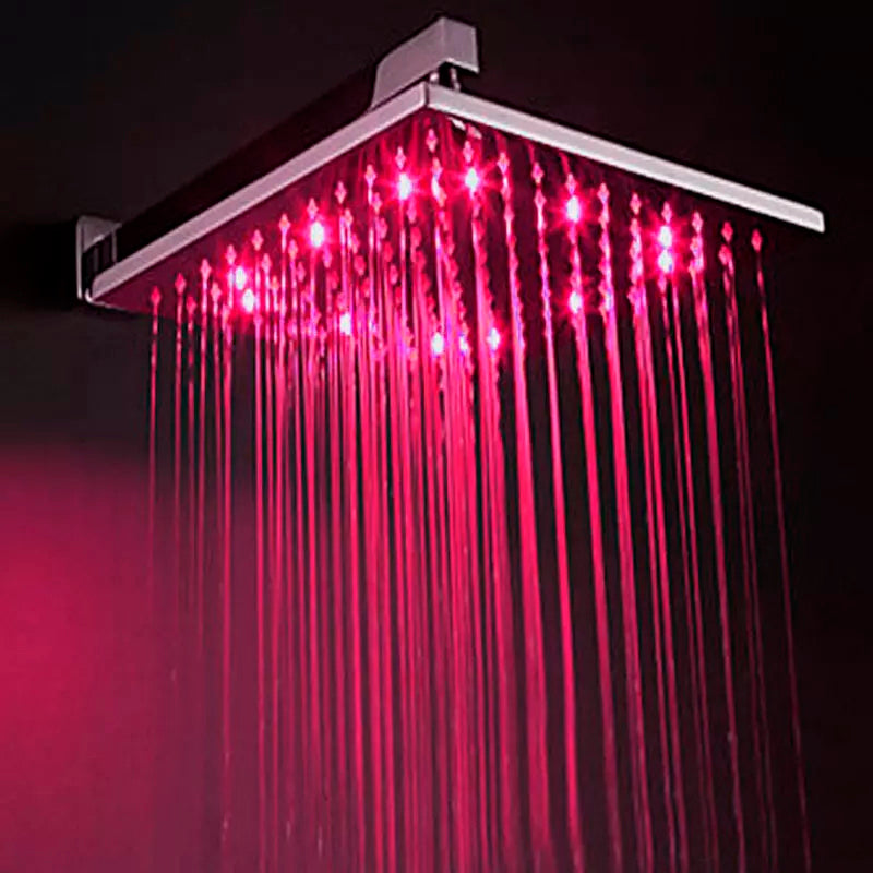 12 LED Shower Head - Brass Chrome square led shower head