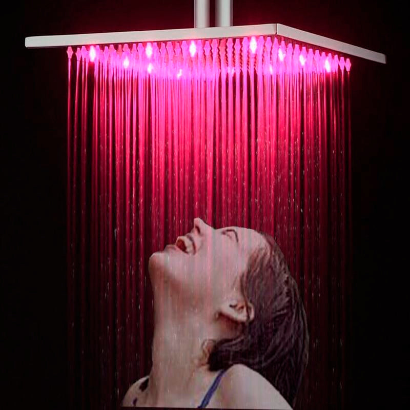 12 LED Shower Head - Brass Chrome square led shower head