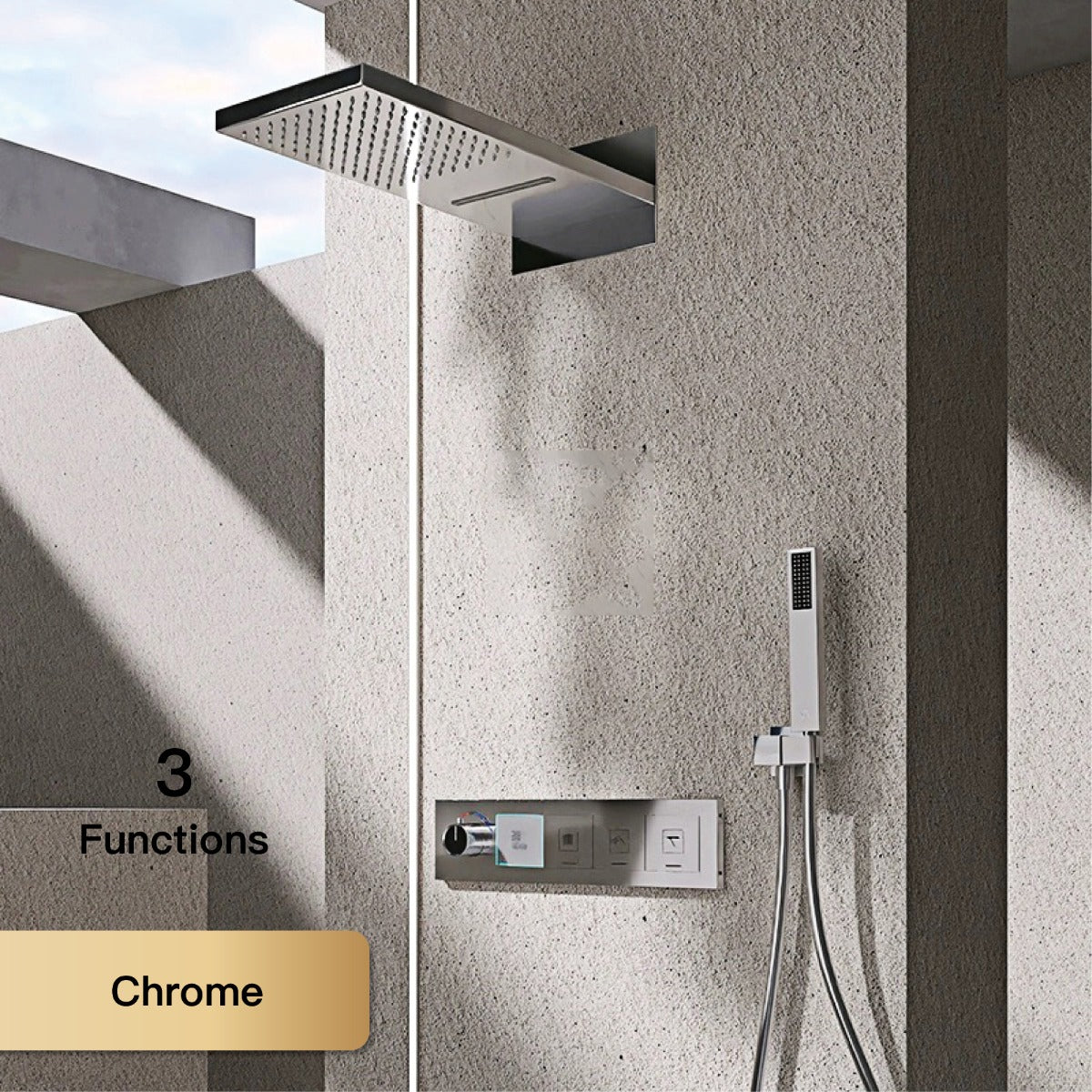 Juno Commercial Wall Mount Rectangle LED Shower Head with Digital Disp ...