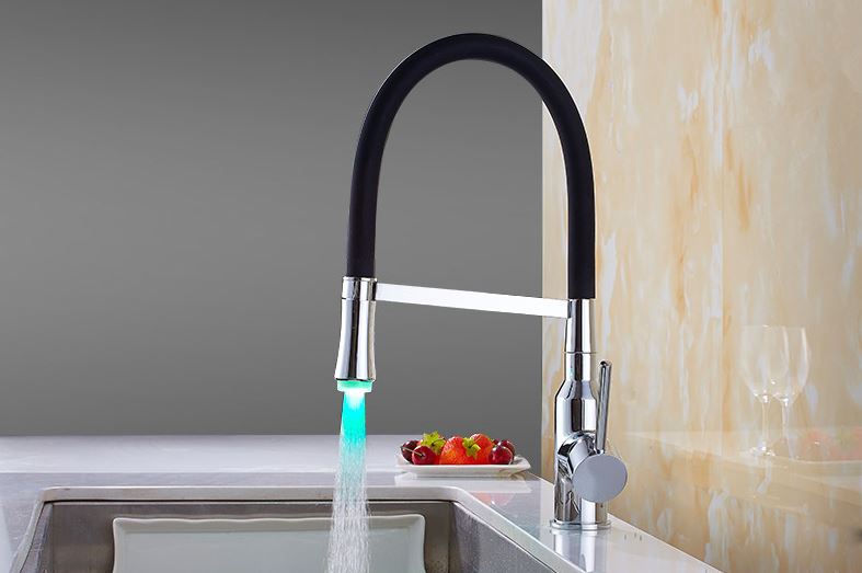 Juno Pull Down Chrome Finish Single Handle Kitchen Sink Faucet