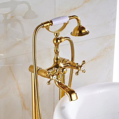  Pedestal Brass Gold Finish Shower Faucet 