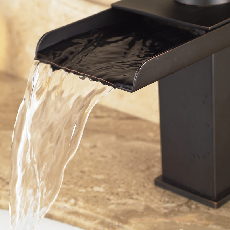 Mendoza Deck Mount Waterfall Bathroom Sink Faucet Mixer Brass Square Mixer Faucets In Oil Rubbed Bronze
