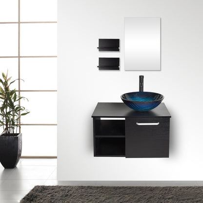 Bracilia Blue Bathroom Vessel Sink With Faucet