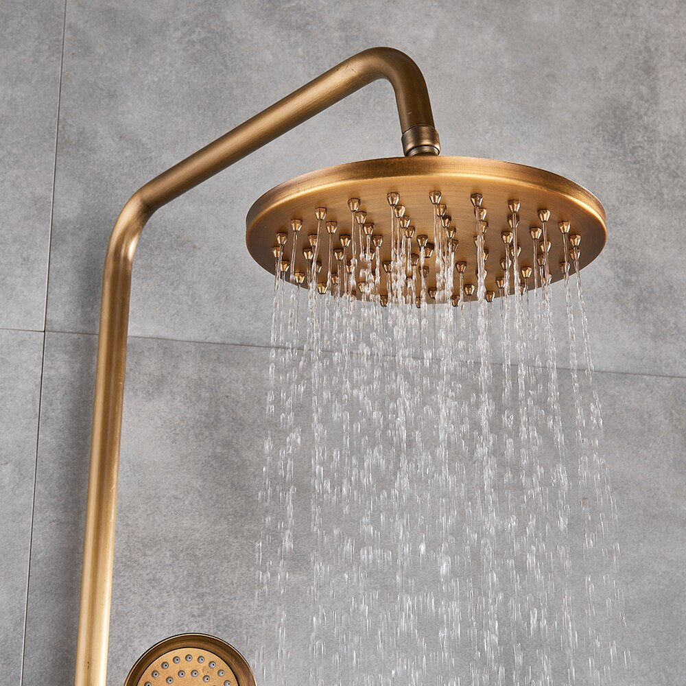 Juno Rain Polished Brass Shower Head Combo Hot & Cold Mixer With Tub Spout