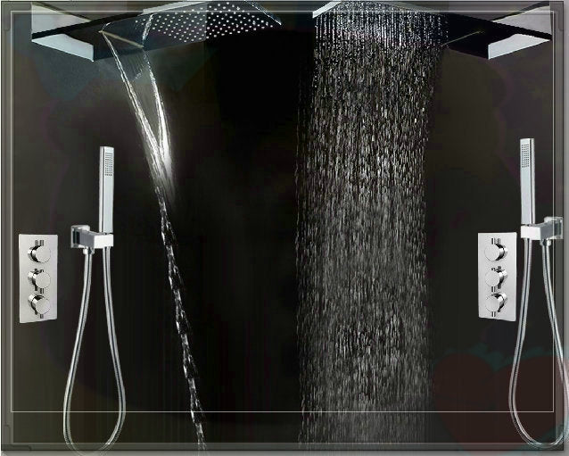 Courbevoie 2-way shower set stainless steel shower head 2-way constant temperture valve panel Bathroom concealed wall mounted