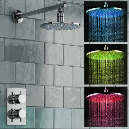 Colombes 8" Round LED Thermostatic Mixer Shower Kit Modern Bathroom Concealed Set robinet lavabo automatique chinese