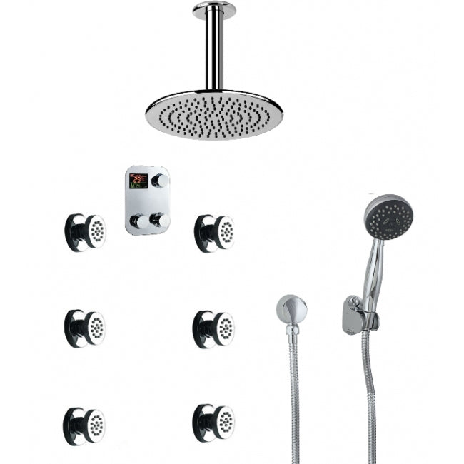 Round Digital Massage Shower Faucet Large Shower Head
