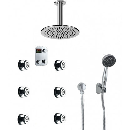 Round Digital Massage Shower Faucet Large Shower Head