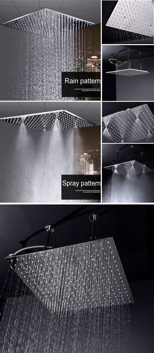 Juno Square Stainless Steel LED Shower With Spray Mist Shower Head