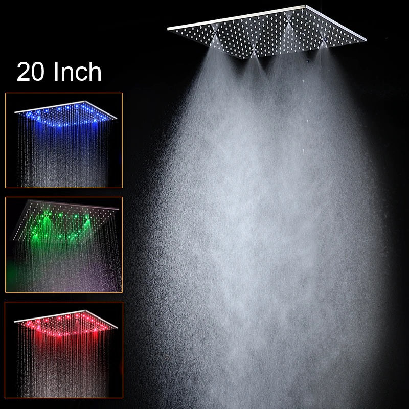 stainless steel led shower with spray mist shower head 
