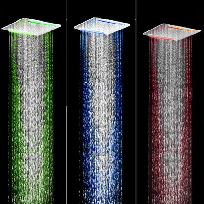 20X14" Watefall Rainfall Embeded Ceiling Mount LED Shower Head