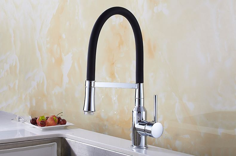 Juno Pull Down Chrome Finish Single Handle Kitchen Sink Faucet