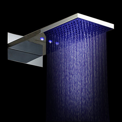 Juno 22" Wall Mount Waterfall Rainfall LED Shower Head with Jetted Body Massage Showers