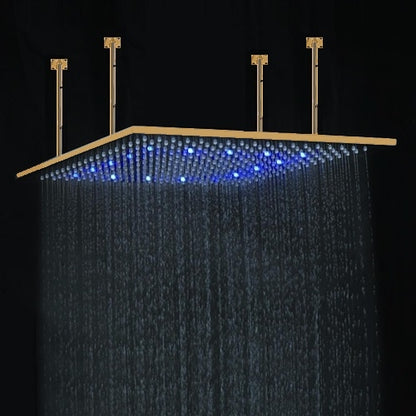 31" large gold led rain shower head