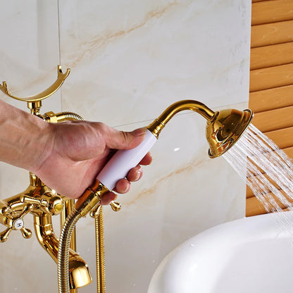 Pedestal Brass Gold Finish Shower Faucet 