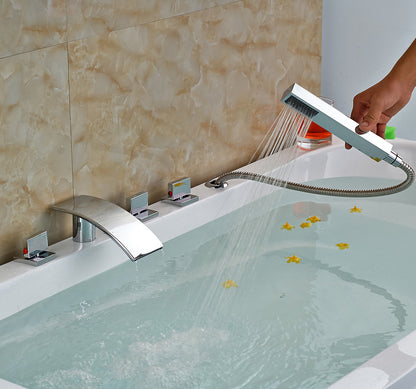 Maceió Bathtub Faucet With Hand Shower In Chrome Finish