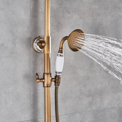 Juno Rain Polished Brass Shower Head Combo Hot & Cold Mixer With Tub Spout