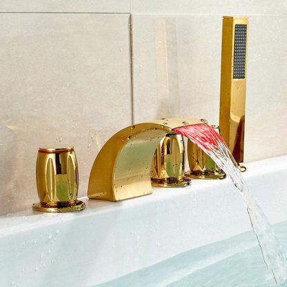 Juno Wall Mounted Brushed Nickel Bathtub Shower Faucet Mixer Tap With Hand Held Shower