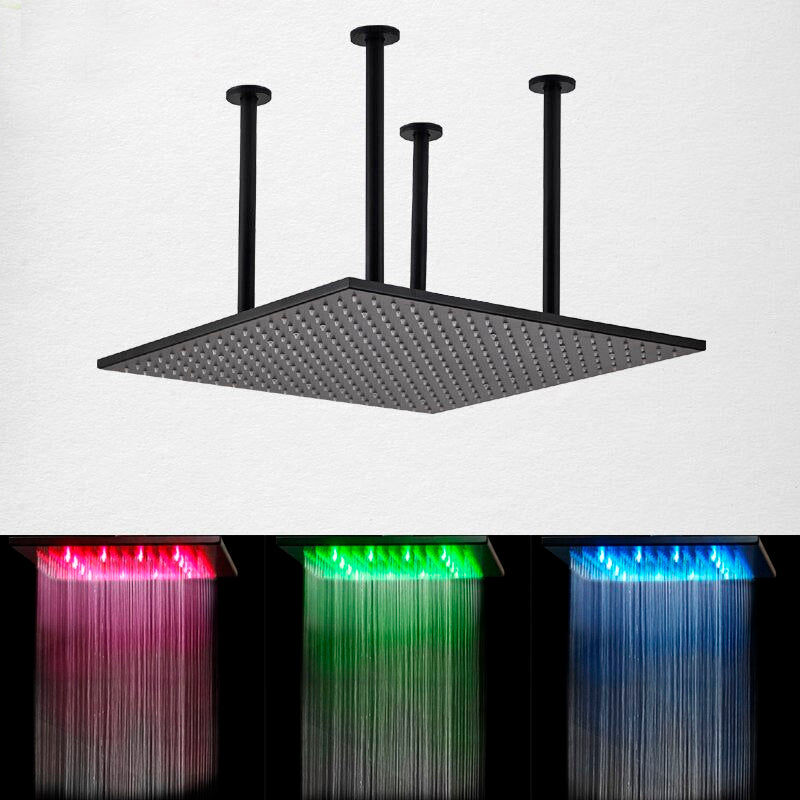 31" New Dark Oil Rubbed Bronze Square Ceiling Mount LED Rain Shower Head