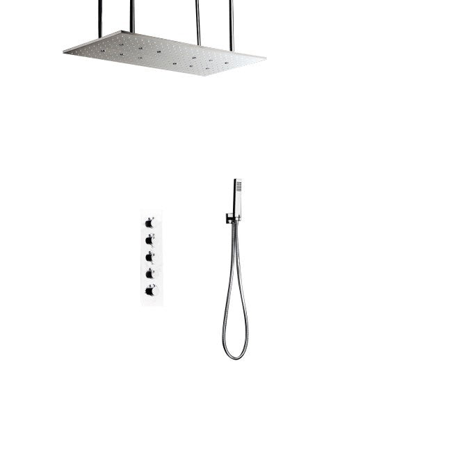 Juno 32" by 16" Amore Atomizing Swash And Rainfall Temperature Controlled LED Shower Head Shower System