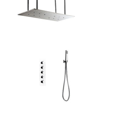 Juno 32" by 16" Amore Atomizing Swash And Rainfall Temperature Controlled LED Shower Head Shower System