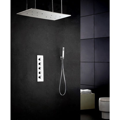 Juno 32" by 16" Amore Atomizing Swash And Rainfall Temperature Controlled LED Shower Head Shower System