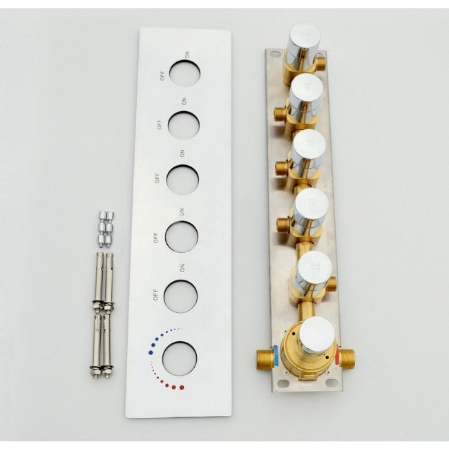 Juno 32" by 16" Amore Atomizing Swash & Rainfall Temperature Controlled LED Shower Head Body Jets