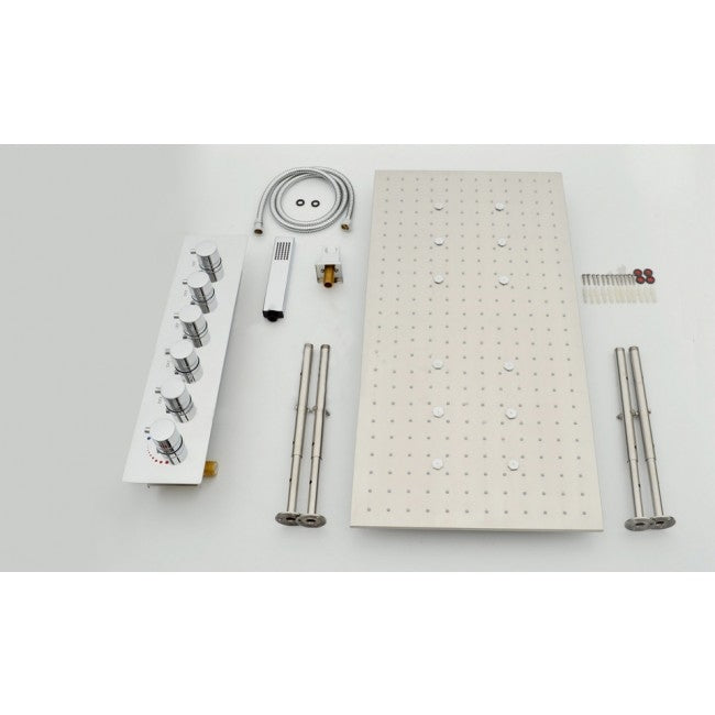 Juno 32" by 16" Amore Atomizing Swash & Rainfall Temperature Controlled LED Shower Head Body Jets