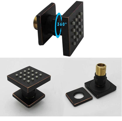 Juno 12" Oil Rubbed Bronze Solid Brass Rainfall Shower System With 4 PCS Body Jets Mixer Spout Tub Set