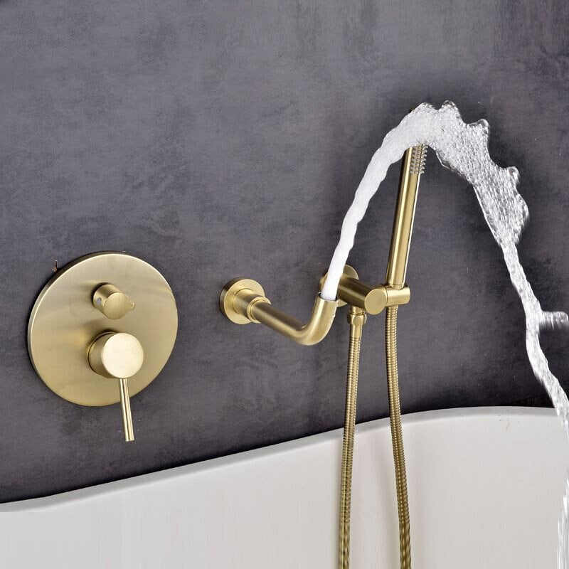 Juno 360 Rotation Gold Finish Shower Faucet & Handheld Bathtub Shower System