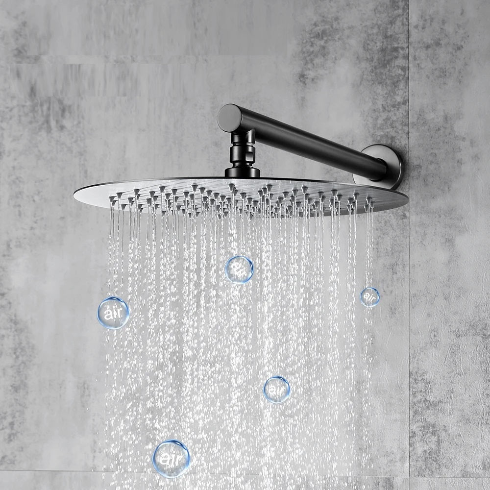 Juno Rainfall Shower System Wall-Mounted Mixer Set with 8, 10 or 12-Inch Headshower