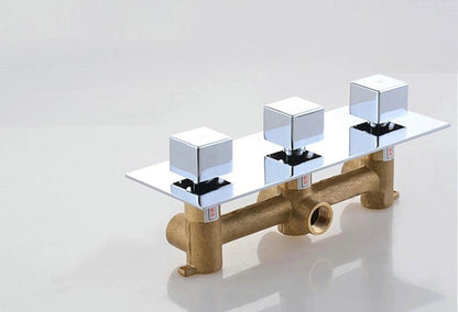 3 Dials 2 Ways Square Mixer Chrome and Gold Finish With Diverter Ceramic Plate Spool