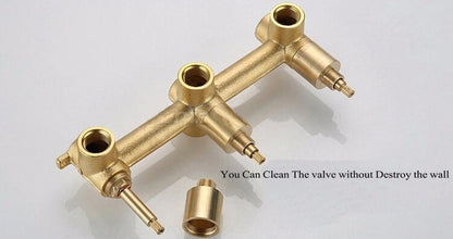 3 Dials 2 Ways Square Mixer Chrome and Gold Finish With Diverter Ceramic Plate Spool