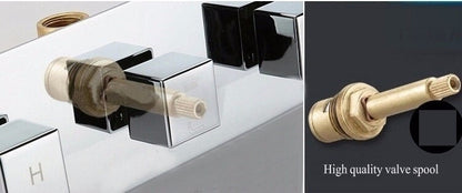 3 Dials 2 Ways Square Mixer Chrome and Gold Finish With Diverter Ceramic Plate Spool