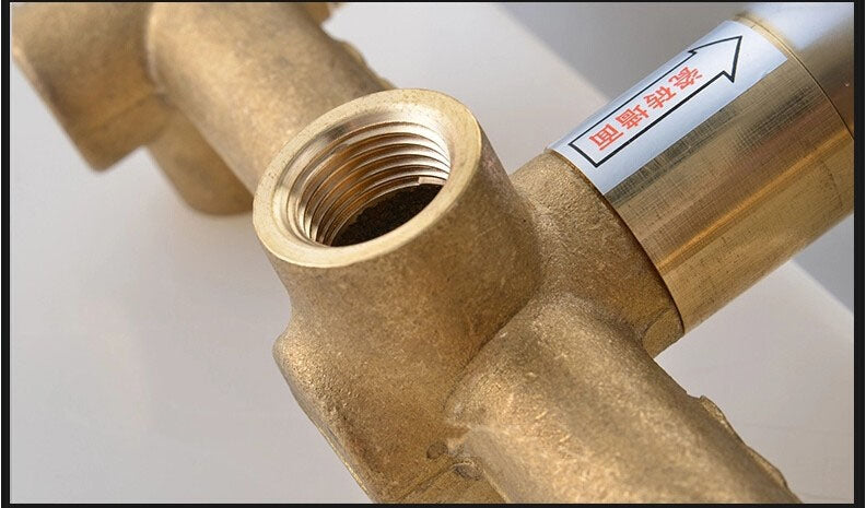 3 Dials 2 Ways Square Mixer Chrome and Gold Finish With Diverter Ceramic Plate Spool