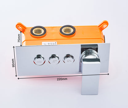 Juno Wall Mount Chrome Shower Set in 3-Way Water Function With Concealed Thermostatic Valve Mixer